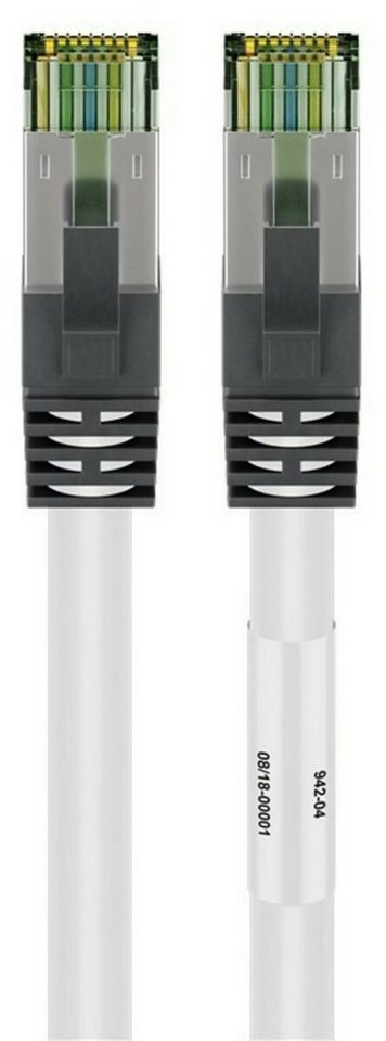 DSIT RJ45 Netzwerkkabel S/FTP (PiMF), mit CAT 8 Rohkabel, Weiß, 5m Netzwerkkabel, (500 cm) von DSIT