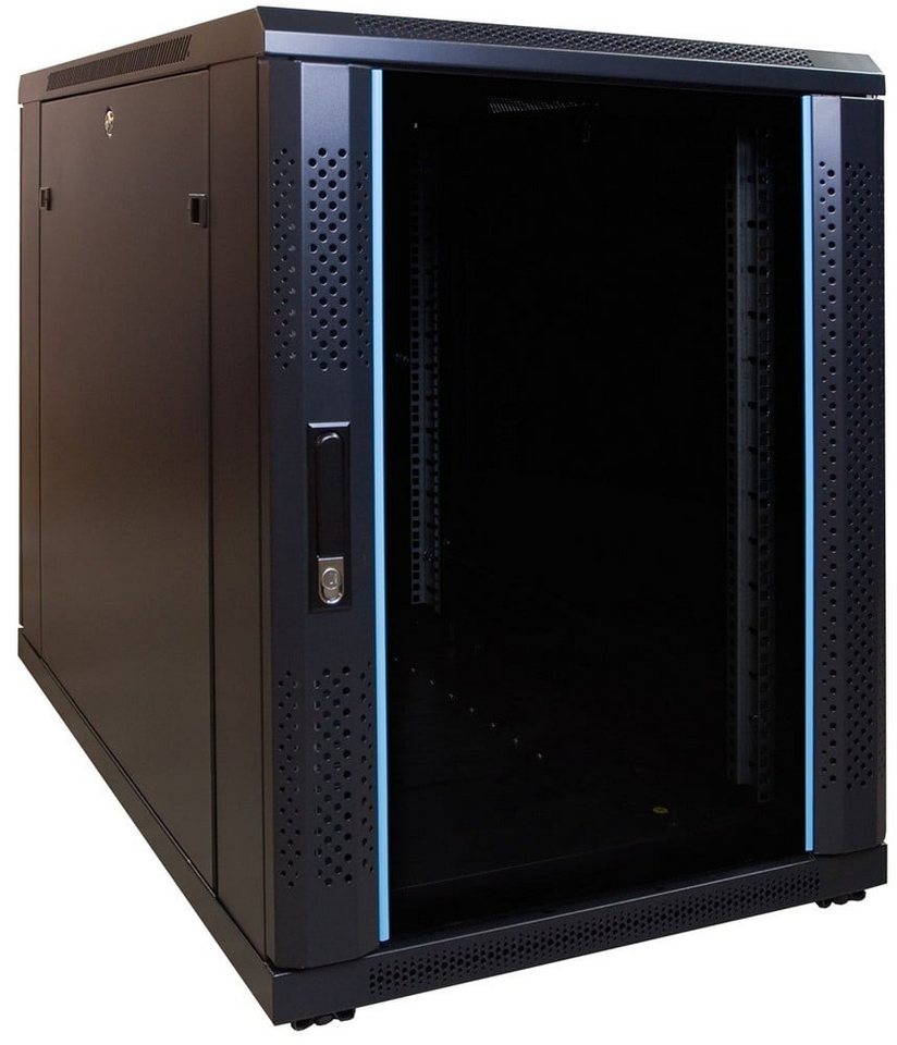 DSIT Serverschrank 15 HE, kleiner Serverschrank, mit Glastür (BxTxH) 600 x 1000 x 860 mm von DSIT