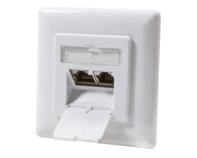 DSIT Serverschrank Dose Unterputz Cat. 6/ Class E zweifach, geschirmt, 2 x RJ45 Weiß von DSIT
