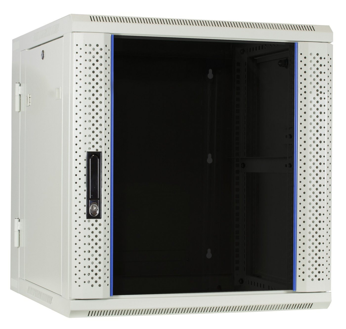 DSIT Wandgehäuse 12 HE Serverschrank, wendbares Wandgehäuse mit Glastür, Weiß (BxTxH) von DSIT