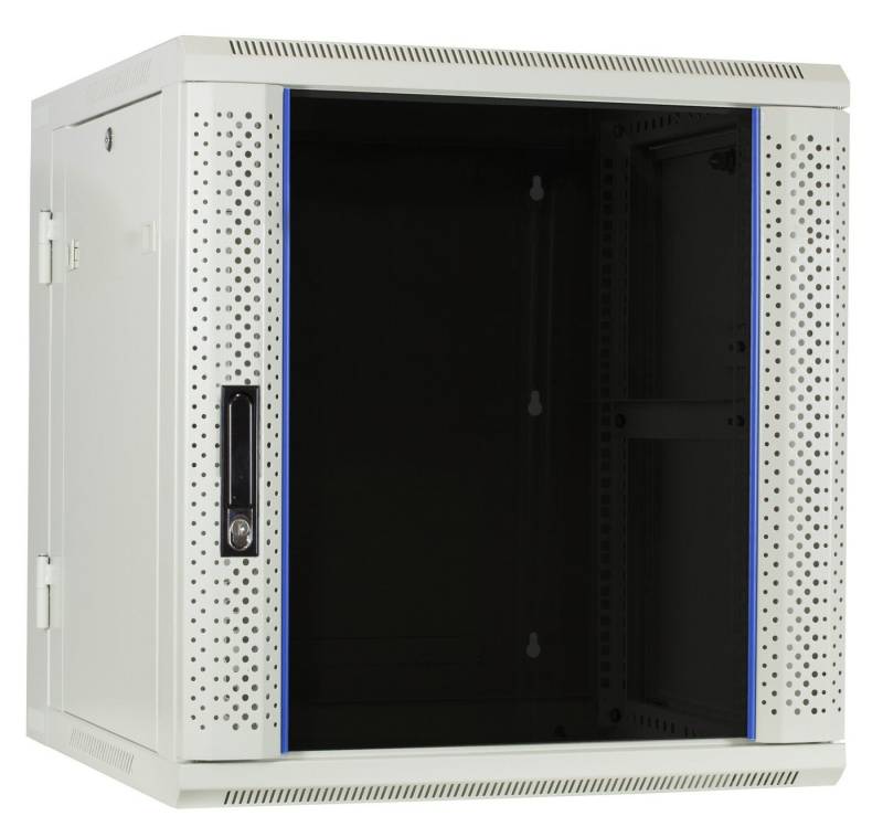 DSIT Wandgehäuse 12 HE Serverschrank, wendbares Wandgehäuse mit Glastür, Weiß (BxTxH) von DSIT