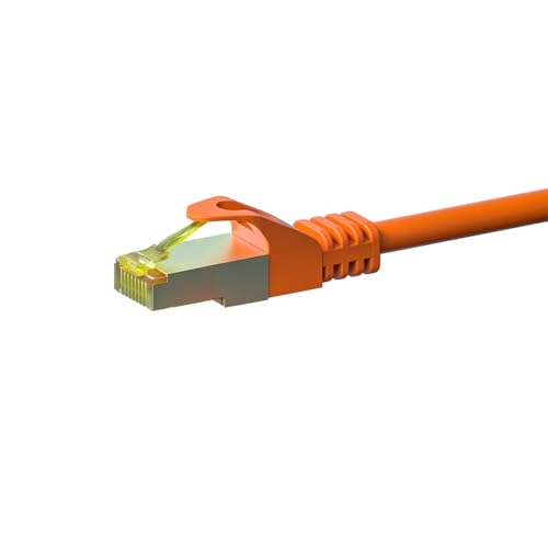 RJ45 Netzwerkkabel S/FTP (PiMF) - mit CAT 7 Rohkabel - Orange - 5m, POE, Ethernet, LAN, Patchkabel, Datenkabel, RJ45 - für Serverschränke, Switches, Router, Modems! von DSIT