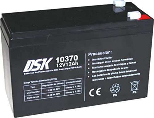 DSK 10370 - Versiegelte wiederaufladbare AGM-Bleibatterie 12V mit 18Ah. Ideal für Auto- und Elektromotorräder für Kinder, Motorroller, USV-Systeme, Sicherheits- und Kommunikationssysteme… von DSK