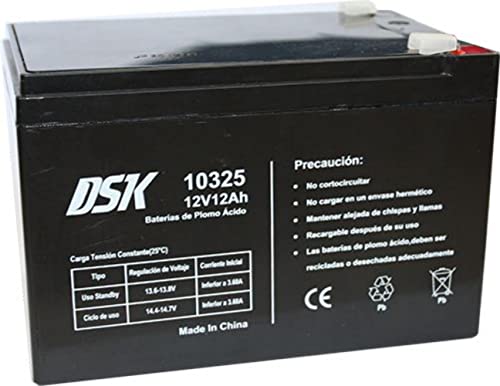 DSK 12 V 12 V Blei-Säure-Batterie, ideal für Hausalarmanlagen, elektrisches Spielzeug, Zäune, Waagen, schwarz 10325 von DSK