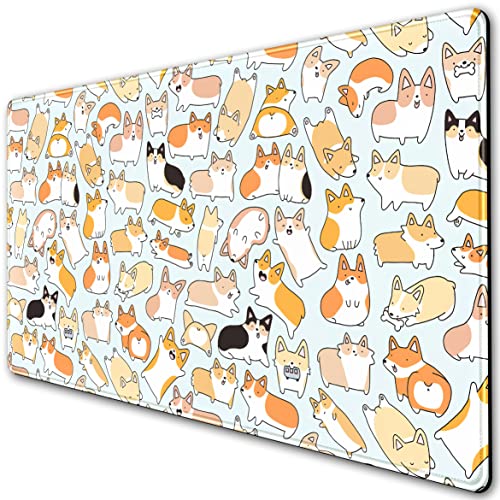 Cartoon Dogs Extended Mouse Pad Anime XXL,Cute Animals Large Keyboard Mouse Mat Desk Mat Protector Mousepad with Stitched Edges & Non-Slip Rubber Base Big Mice Pad for Laptop Computer PC 31.5 x40 cm von DSKGSJH