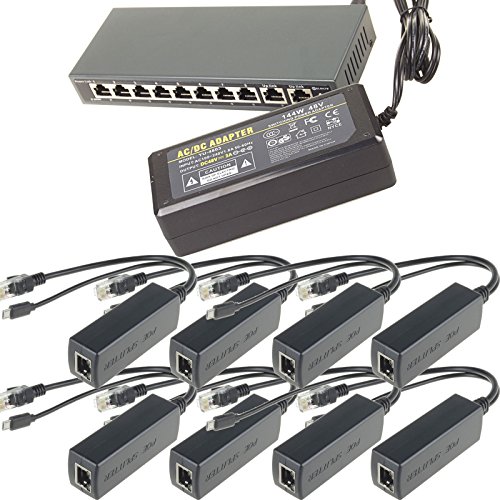 DSLRKIT 8ports PoE Switch+ 8X Micro USB PoE Splitter for Raspberry Pi B/B+/2/3 von DSLRKIT