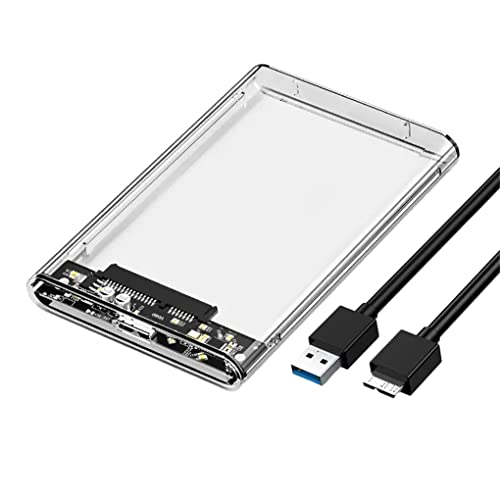 DSOUWEH HDD Gehäuse SSD Externes mechanisches Solid State Mobilgehäuse 2,5 Zoll SATA zu USB Adapter 6 Gbit/s Tragbares Mobilgerät, Transparent, USB 3.0 von DSOUWEH