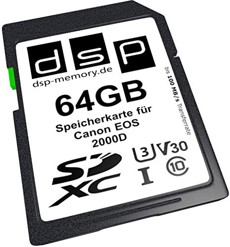 DSP Memory 64GB Professional V30 Speicherkarte für Canon EOS 2000D Digitalkamera von DSP Memory