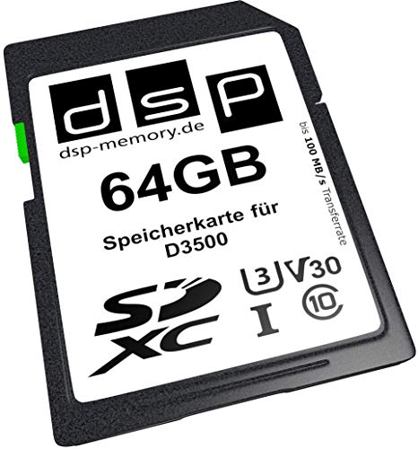 DSP Memory 64GB Professional V30 Speicherkarte für D3500 Digitalkamera von DSP Memory