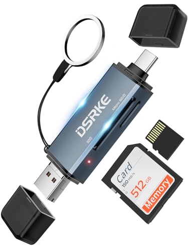 SD Kartenleser, 3in1 USB C/USB A/Micro USB Kartenlesegerät für Computer/Telefon, Aluminium SD Card Reader OTG Adapter für SD/MMC/Micro SD/TF/SDXC/SDHC/RS-MMC/UHS-I mit Windows/Mac OS/Android von DSRKE
