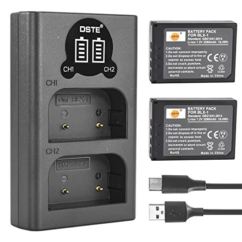 DSTE BLX-1 wiederaufladbarer Akku (2 Pack) und Smart LED Dual USB Ladegerät kompatibel mit Olympus OM-1 OM1 Kamera von DST Electron Technological Co., Ltd