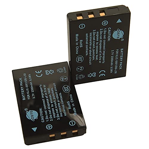 (2-Pack) KLIC-5001 DSTE Ersatz Batterie Akku Kompatibel für Kodak EasyShare P880 Z760 DX6490 P850 DX7440 Z730 Zoom Z730 P712 SANYO Xacti DMX-WH1 VPC-HD2000 DMX-HD1010 Kamera als Sanyo DB-L50 von DSTE DE