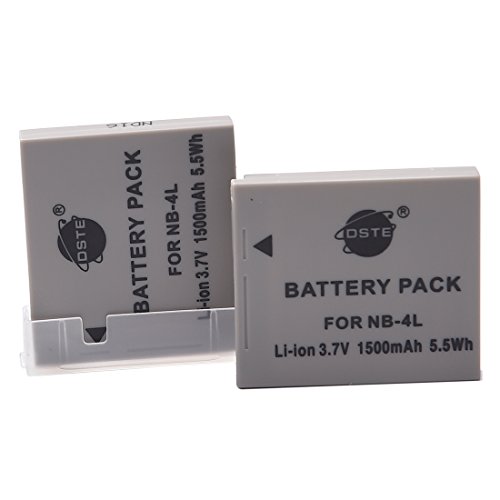 (2-Pack) NB-4L DSTE Ersatz Batterie Akku Kompatibel für Canon PowerShot SD1100 is SD1400 TX1 ELPH 100 HS 330 VIXIA Mini IXUS 90 i5 i7 izoom S5 WA60 TX1 DS4 110 100 is Kamera von DSTE DE