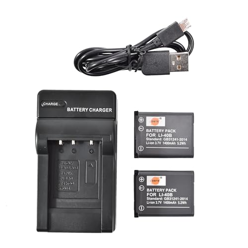 3.7V 1400mAh LI-40B LI-42B DSTE Li-Ionen Batterie(2-Pack) + Micro USB Ladegerät Kompatibel für Fuji NP-45,Kodak KLIC-7006 LB-012,Olympus D-630 IR-300 FE-150 Stylus 700 TG-310 X-Serie Kameras von DSTE DE