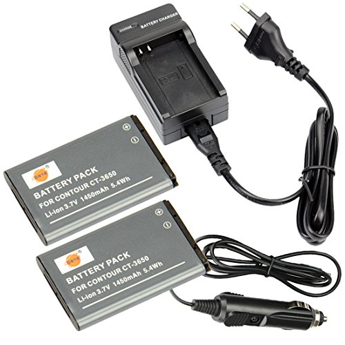 DSTE（2 Pack） Ersatz Batterie CT-3650 + DC128E Reise Ladegerät kompatibel mit ContourHD 1080P, ContourGPS, Contour+2 von DSTE DE