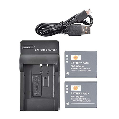 DSTE (2-Pack) Li-Ionen Batterie und Micro USB Ladegerät Anzug kompatibel mit DB-110,Ricoh GR III,Ricoh WG-6,Ricoh G900,Ricoh G900SE Kamera von DSTE DE