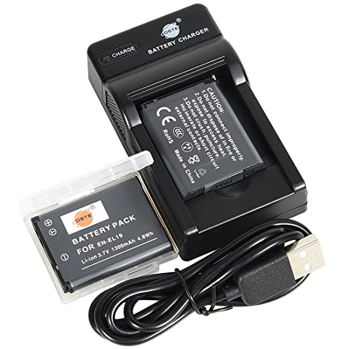 DSTE (2-Pack) Li-Ionen Batterie und Micro USB Ladegerät Anzug kompatibel mit Nikon EN-EL19, Coolpix S32, S100, S4100, S4200, S4300, S5200, S5300, S6500, S7000 Digitalkamera as Sony NP-BJ1,DSC-RX0 von DSTE DE