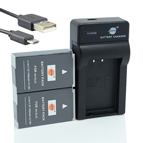 DSTE (2-Pack) Li-Ionen Batterie und Micro USB Ladegerät Anzug kompatibel mit Nikon EN-EL22, 1 J4, 1 S2 von DSTE DE