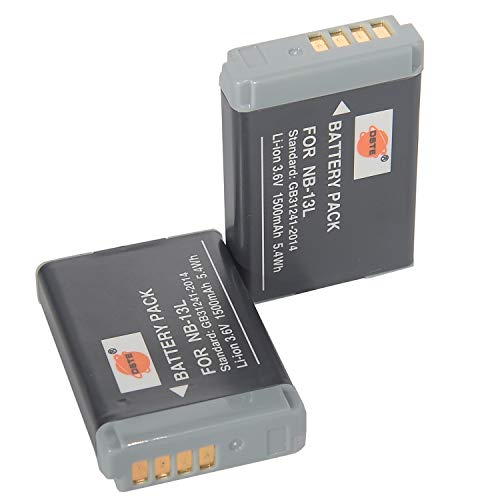 DSTE (2-Pack) NB-13L Ersatz Batterie Akku 1500mAh 3.6V Kompatibel für Canon PowerShot SX620,SX720,SX730,SX740,G1 X Mark III,G5 X,G5 X Mark II,G7 X Mark III, G9 X,G9 X Mark II von DSTE DE