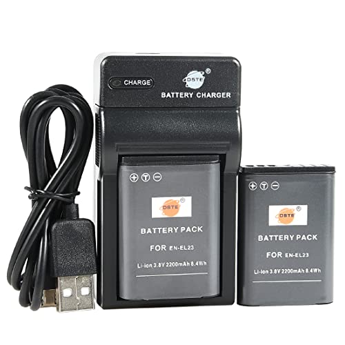 DSTE (2 Stück) EN-EL23 Li-Ion-Akku und USB-Ladegerät für Kostüme, kompatibel mit Nikon Coolpix P600 S810c P900S Digitalkamera von DSTE DE