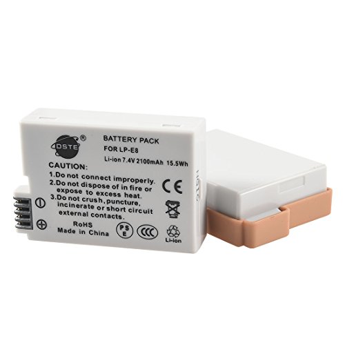 DSTE 2-Pack Ersatz Batterie Akku Kompatibel für Canon LP-E8 EOS 550D 600D 650D 700D Kiss X4 X5 X6i X7i Rebel T2i T3i T4i T5i Kamera DSTE 2-Pack Ersatz Batterie Akku Kompatibel für Canon LP-E8 EOS 550D 600D 650D 700D Kiss X4 X5 X6i X7i Rebel T2i T3i T4i T5i Kamera von DSTE DE