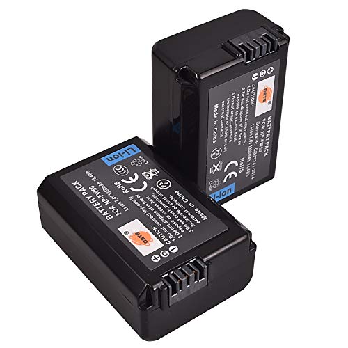 DSTE 2-Pack Ersatz Batterie Akku Kompatibel für NP-FW50 und Sony ZV-E10 RX10 IV Alpha 7(a7)/7R(a7R)/7S(a7S),a3000,a5000,a6000,NEX-3/5//6/7/C3/F3,DSC-RX10,SLT-A33/A35/A37/A55V von DSTE DE