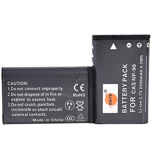 DSTE 2-Pack Ersatz Batterie Akku kompatibel mit Casio NP-90 Exilim EX-H10 EX-H15 EX-H20G EX-FH100 EX-FH100BK Digatal Kamera von DSTE DE