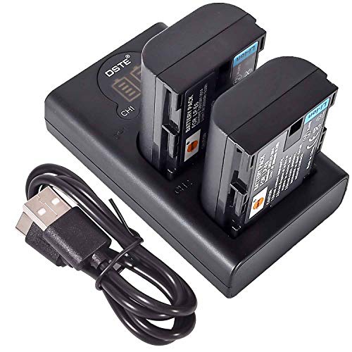 DSTE 2X LP-E6 Ersatz Batterie + Duales USB-Ladegerät mit LCD-Display Kompatibel mit LP-E6n und Canon EOS 5D Mark II,5D Mark III,5DS,5DS R,60Da,70D,7D Mark II,7D Mark III,XC10,XC15 Digital Kamera von DSTE DE