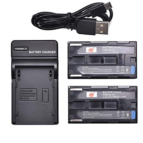 DSTE BP-915 Li-Ionen Batterie (2-Pack) und Micro USB Ladegerät Anzug kompatibel mit Canon C2 DM-MV1 DM-MV10 E1 E2 E30 FV1 FV500 Ultura V40 V420 ES410 UC-X2Hi UC-X30Hi UC-X45Hi Kamera von DSTE DE