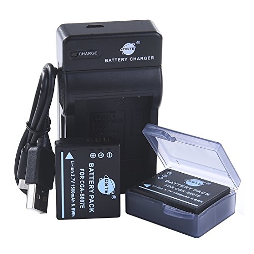 DSTE CGR-S007E S007E Li-Ionen Batterie (2-Pack) und Micro USB Ladegerät kompatibel mit Panasonic DMC-TZ11 DMC-TZ15 DMC-TZ1-A DMC-TZ1-K DMC-TZ1-S von DSTE DE