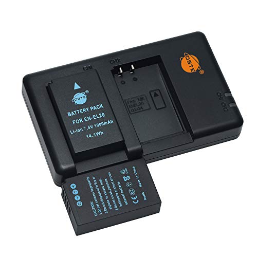DSTE DE EN-EL20 EN-EL20a (2 Stück) Wiederaufladbarer Akku Ersatzakku und Dual Ladegerät Kompatibel mit Nikon 1 J1, 1 J2, 1 J3, 1 S1, 1 V3, 1 AW1, Coolpix A, COOLPIX P1000 von DSTE DE