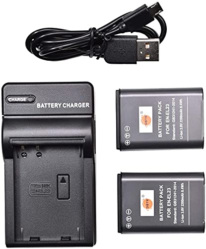 DSTE EN-EL23 Li-Ion-Akku (2 Stück) und USB-Ladegerät Kompatibel für Kostüme, kompatibel mit Nikon Coolpix P600 S810c P900S Digitalkamera von DSTE DE