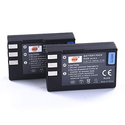 DSTE EN-EL9 2-Pack Ersatz Batterie Akku Kompatibel für Nikon EN-EL9 EN-EL9A D40 D40x D60 D3000 D5000 Kamera von DSTE DE