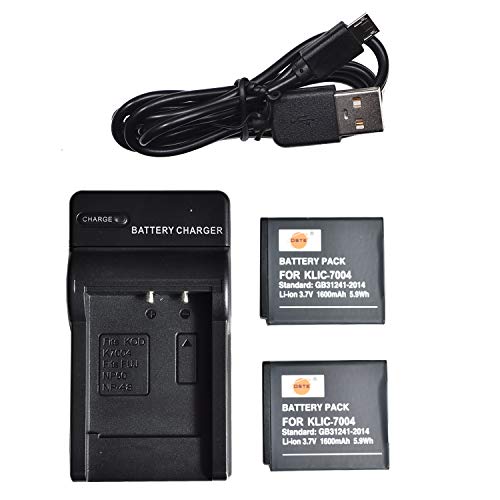 DSTE KLIC-7004 Li-Ionen Batterie (2-Pack) und Micro USB Ladegerät Anzug kompatibel mit Kodak EasyShare M2008 PlayFull Dual PlaySport PlayTouch V1253 Zi12 FinePix F100fd als Sionyx Aurora SX-50 von DSTE DE