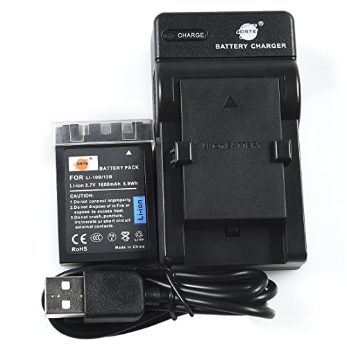 DSTE LI-10B Li-Ionen Batterie (2-Pack) und Micro USB Ladegerät Anzug kompatibel mit Olympus LI-12B C-470 C-760 C-765 C-770 C-7000 D-590 X-1 X-2 X-3 X-500 FE-200 IR-500 Stylus 600 800 810 1000 Kamera von DSTE DE