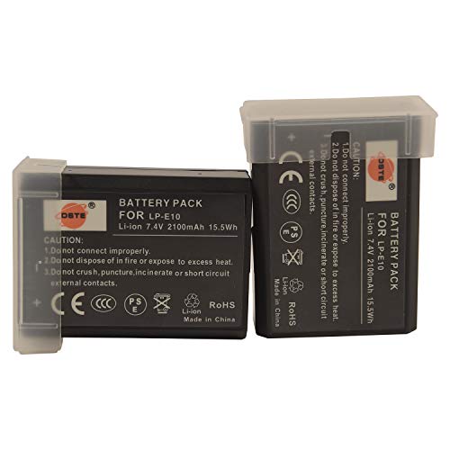 DSTE LP-E10 2-Pack Ersatz Batterie Akku Kompatibel für Canon EOS 1100D 1200D 1300D Kiss X50 X70 Rebel T3 T5 Kamera DSTE LP-E10 2-Pack Ersatz Batterie Akku Kompatibel für Canon EOS 1100D 1200D 1300D Kiss X50 X70 Rebel T3 T5 Kamera von DSTE DE