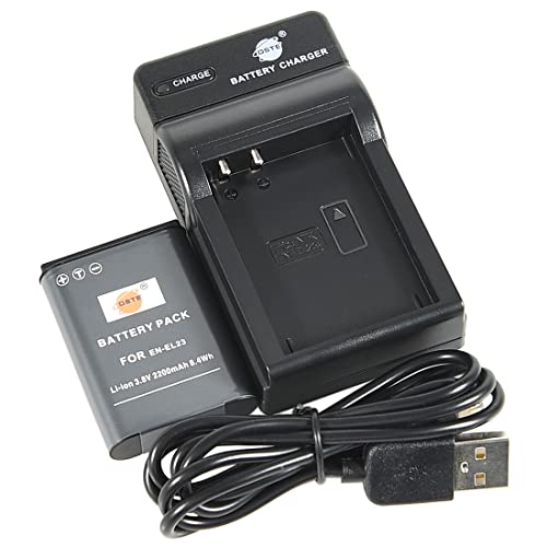 DSTE Li-Ionen Batterie und Micro USB Ladegerät Anzug kompatibel mit Nikon EN-EL23 Coolpix P600 S810c P900S Digitalkamera von DSTE DE