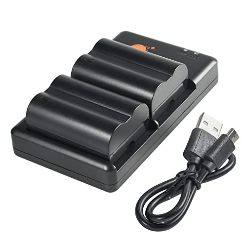 DSTE PS-BLM1 BLM-1 (2 Stück) Wiederaufladbarer Akku Ersatzakku und Dual Ladegerät Kompatibel mit Olympus C-5060 C-7070 C-8080,E-1 E-3 E-30 E-520, EVOLT E-300 E-330 E-500 E-510 Kamera usw von DSTE DE