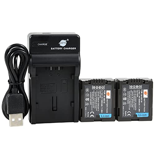 DSTE VBG130 Li-Ionen Batterie (2-Pack) und Micro USB Ladegerät Anzug kompatibel mit Panasonic AG-HMC150 HMC153MC HMC70 HMR10 HMR10A HMR10E HMR10P HSC1U HDC-DX1 DX1-S DX1EG-S DX1GK DX3 HS100 HS100GK von DSTE DE
