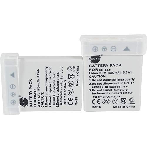 EN-EL8 EN EL8 ENEL8 DSTE DE 3.7V (2-Pack) Ersatz Batterie Akku Kompatibel für Nikon Coolpix P1 P2 S1 S2 S3 S5 S6 S7 S8 S9 S50 S51 S52 Cool-Station MV-11 MV-121 Kamera von DSTE DE
