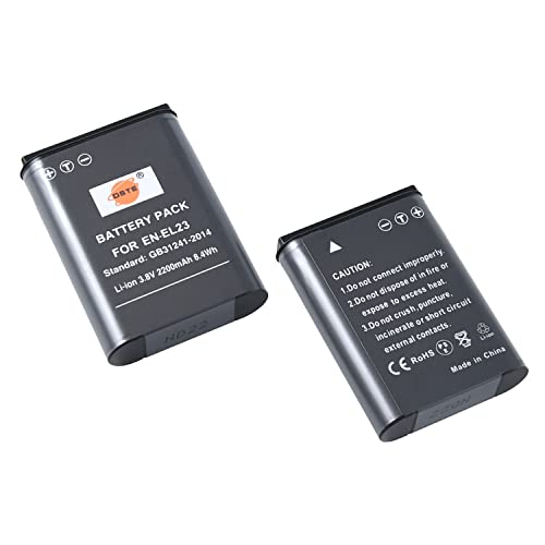 DSTE 2-Pack EN-EL23 ENEL23 Ersatz Batterie Akku Kompatibel mit Nikon Coolpix P600, S810c, P900, P900S von DSTE Electron