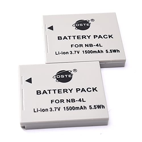 DSTE 2-Pack NB-4L Ersatz Batterie Akku Kompatibel mit Canon PowerShot SD200 SD300 SD400 SD430 SD450 SD600 SD750 SD1000 von DSTE Electron