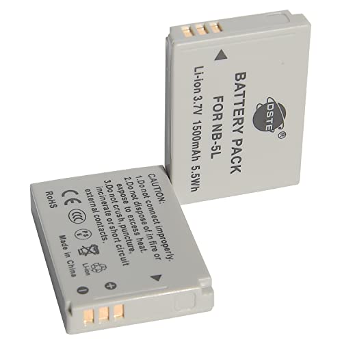 DSTE 2-Pack NB-5L Ersatz Batterie Akku Kompatibel mit Canon PowerShot SD790,SD800,SD850,SD870,SD880,SD890,SD900,SX200,SX210,SX220 von DSTE Electron