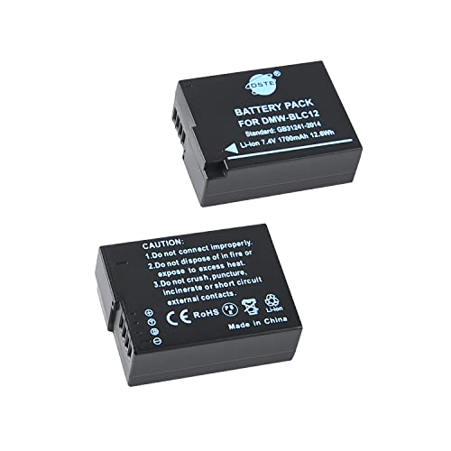 DSTE 2pcs DMW-BLC12 DMW-BLC12PP (1700mAh/7.4V) Batterie Ladegerät Compatible für Panasonic Lumix DMC-G7,DMC-GH2,DMC-FZ330,DMC-FZ200,DMC-FZ200GK,DMC-FZ1000 von DSTE Electron