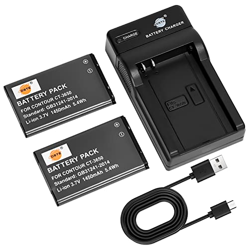 DSTE CT-3650 Kamera Akku (2 Pack) und Ladegerät kompatibel mit Contour GPS HD 1080P von DSTE Electron