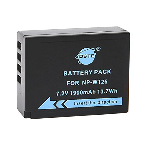 DSTE Ersatz Batterie Li-Ionen-Akku Compatible für NP-W126 NP-W126S und Fujifilm FinePix HS30EXR, HS33EXR, HS35EX, HS50EXR, X-A1, X-A2, X-A3, X-E1, X-E2, X-M1, X-Pro1, X-T1, X-T2, X-T10 von DSTE Electron