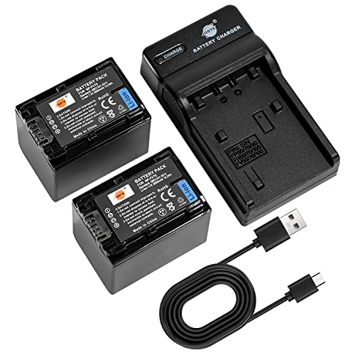 DSTE NP-FV70 Kamera Akku (2 Pack) und Ladegerät kompatibel mit Sony DCR-SX21,DCR-SX44,DCR-SX45,DCR-SX63,DCR-SX65,DCR-SX83,DCR-SX85,FDR-AX100 von DSTE Electron