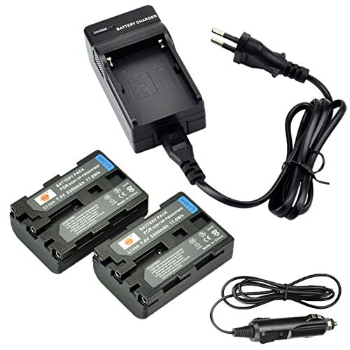 DSTE (2-Pack) Ersatz Batterie und DC01E Reise Ladegerät Compatible für Sony NP-FM50 CCD-TR108 CCD-TR208 CCD-TR408 CCD-TR748 CCD-TRV106 CCD-TRV107 CCD- DCR-PC105 DCR-PC110 DCR-PC115 Kamera von DSTE