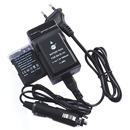 DSTE®（2 Pack） EN-EL14 ENEL14 Ersatz Batterie und DC111E Reise Ladegerät Compatible für Nikon EN-EL14A D3100 D3200 D3300 D5100 D5200 D5300 D5500 P7000 P7100 P7200 P7700 P7800 von DSTE