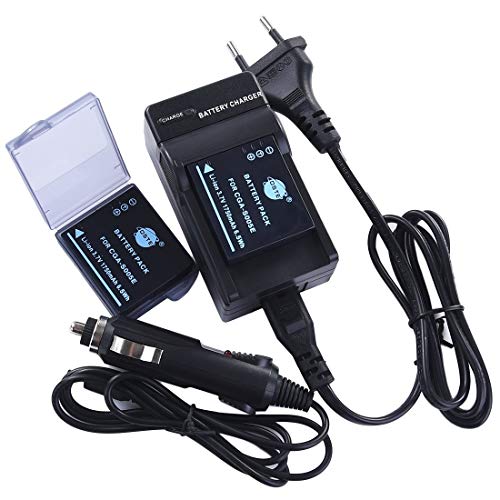 DSTE®（2 Pack） Ersatz Batterie und DC68E Reise Ladegerät Compatible für CGA-S005E DMC-FS1 FXO1-A FXO1BB FXO1BS FXO1EB-K FXO1EB-S FXO1EB-W FXO1EF-A FXO1EF-K FXO1EF-S FXO1EF-W RICOH CAPLIO GR von DSTE